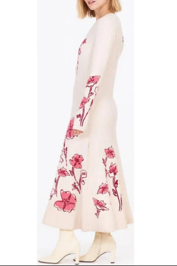 Odette Stretch Knit Maxi Dress In Ecru Multi Flowering Girl