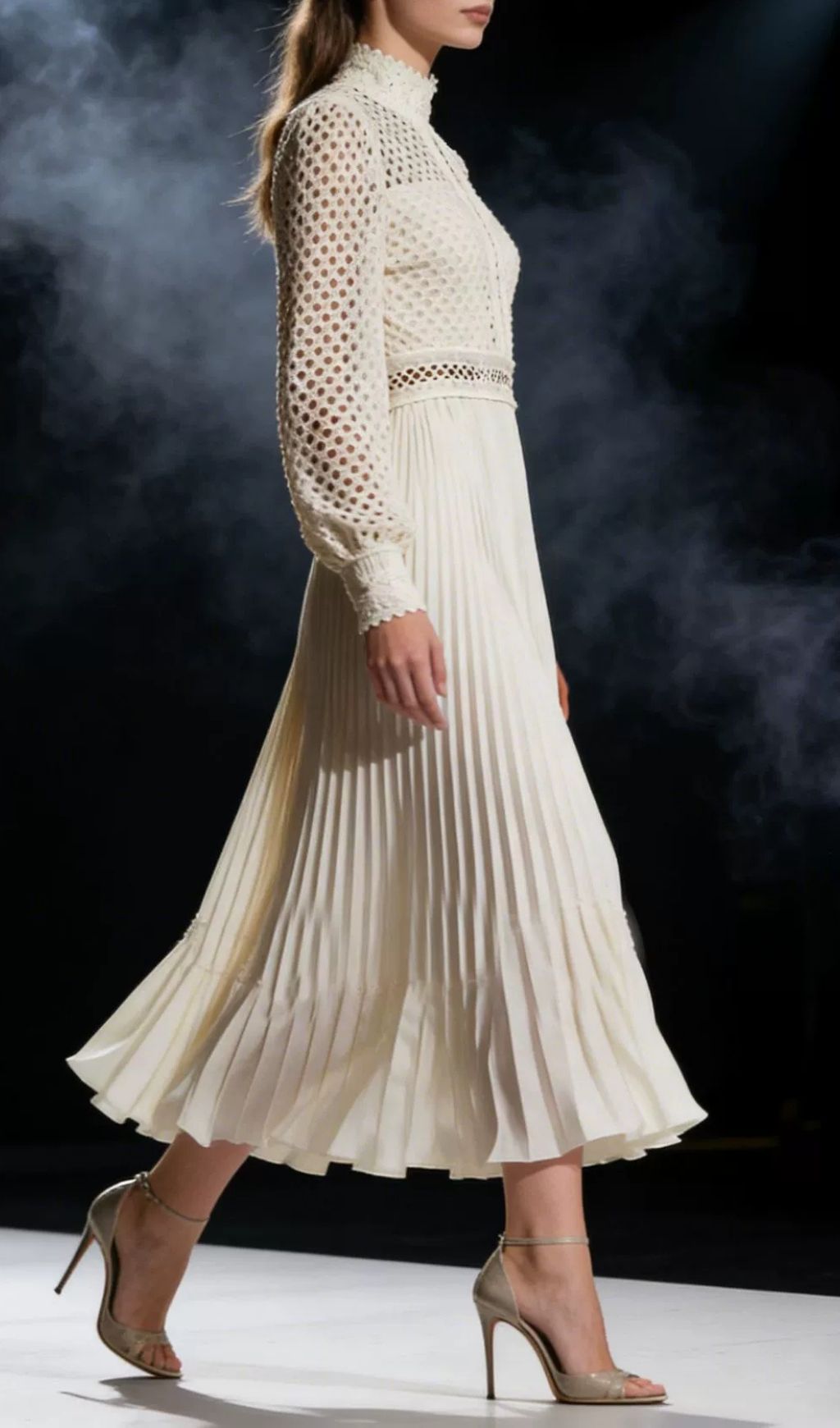 Kally Long Sleeve Pleated Midi Dress Flowering Girl