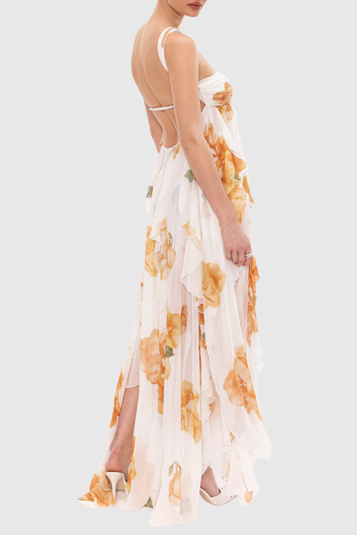 Takala Floral Halter Backless Split Maxi Dress Flowering Girl