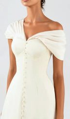 Luzasa Off Shoulder Buttoned Mini Dress Flowering Girl