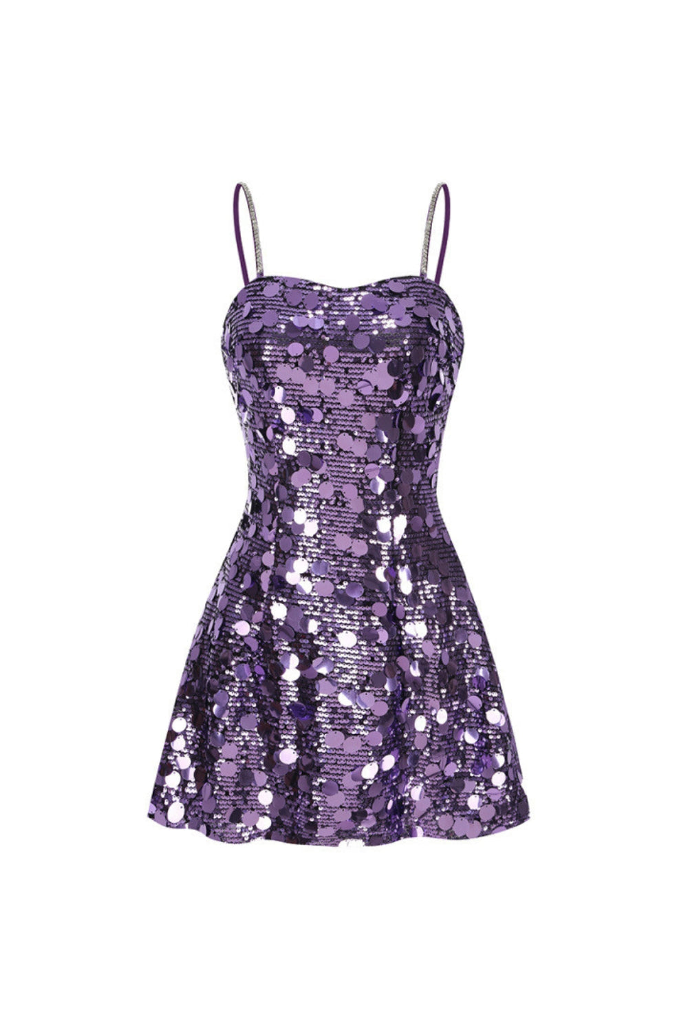 Virginia Strappy Sequin Embellished Mini Dress In Purple Flowering Girl
