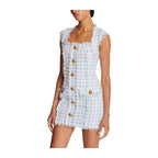 Blue White Gingham Mini dress Flowering Girl