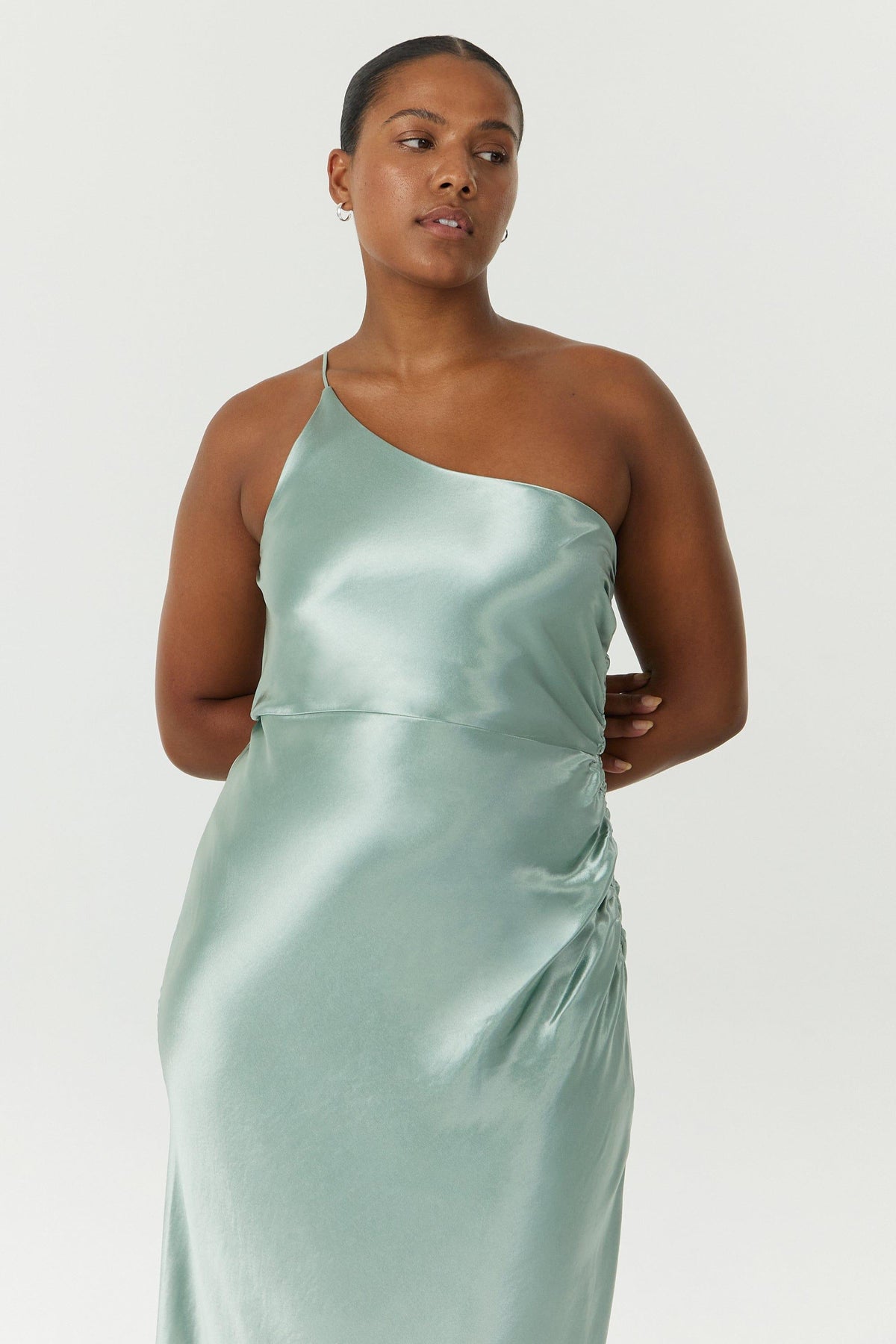 Satin Gather One Shoulder Dress | Wave Flowering Girl