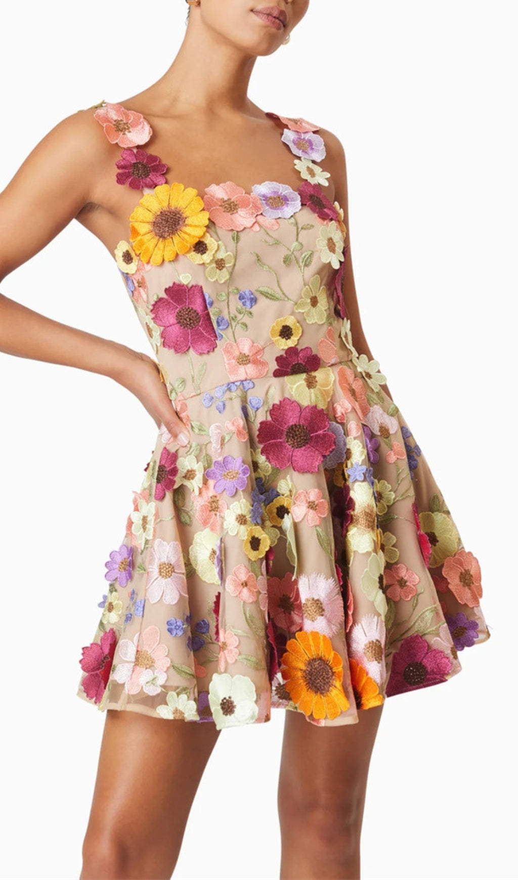 Deva Flower Embellished Mini Dress Flowering Girl