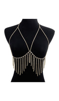 Tassel And Diamond Chest Chain In Gold Flowering Girl