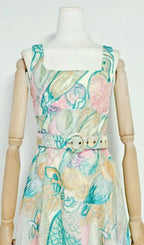 Macklyn Printed Midi Dress With Belt Flowering Girl