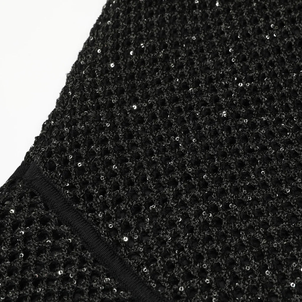 Kimbra Black Sleeveless Sequin Knit Midi Dress Flowering Girl