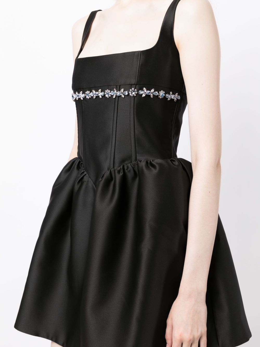 crystal-embellished square-neck mini dress in black Flowering Girl