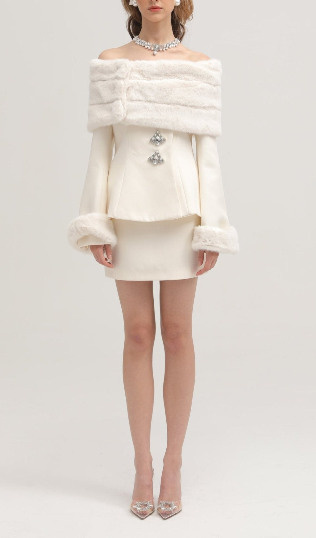 Balthasar Faux-Fur Jacket & Skirt Set Flowering Girl