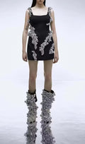 Biagio Black Embellished Mini Dress Flowering Girl