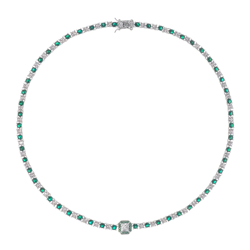Héloïse Green Crystal Embellished Necklace Flowering Girl