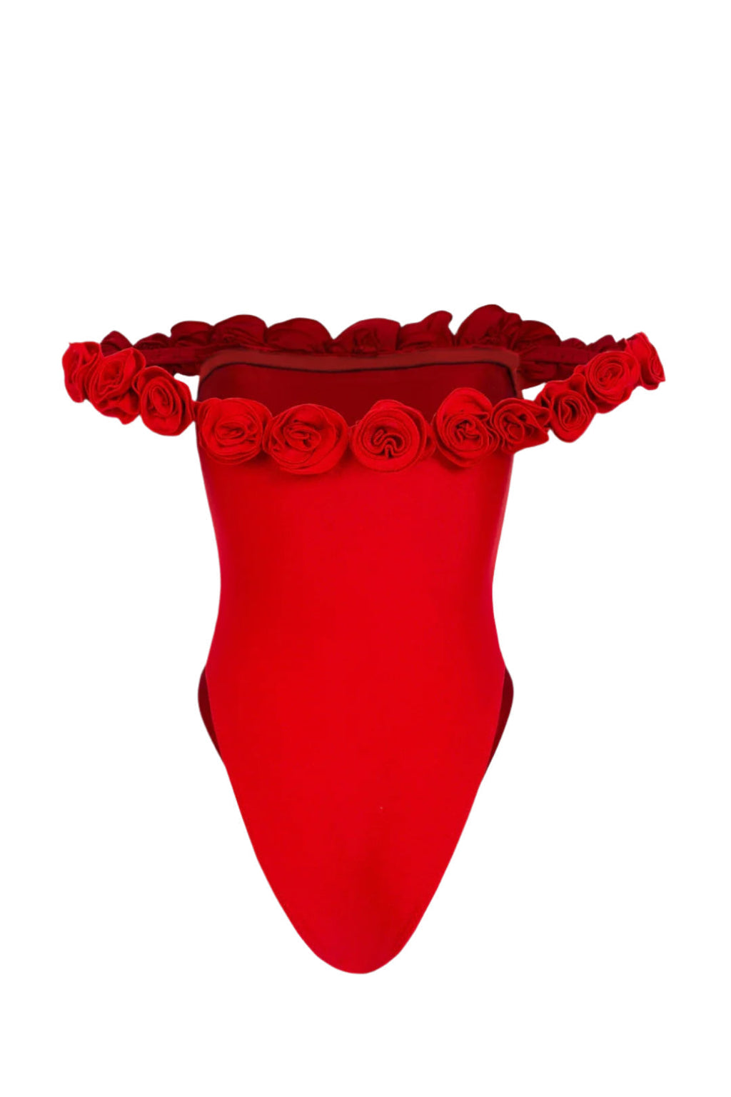 3d Flower Strapless Bodysuit In Red Flowering Girl