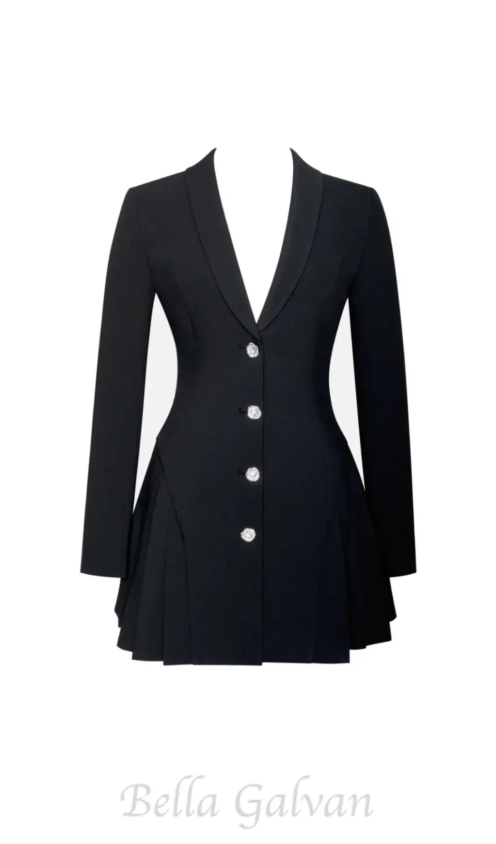 Beulah Pleate Blazer Mini Dress in Black Flowering Girl