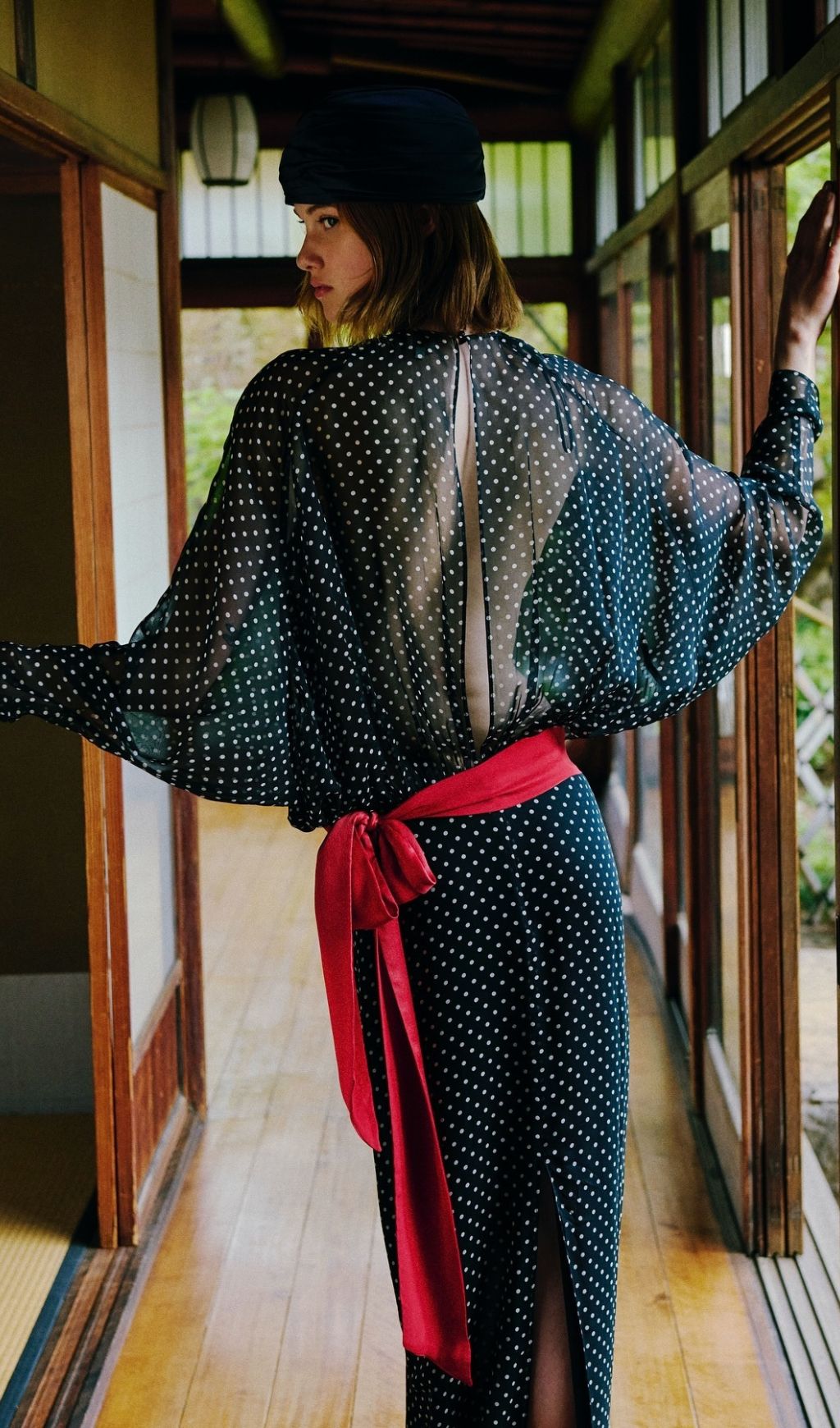 Isis Black Dot Long Sleeve Maxi Dress Flowering Girl