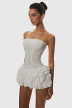 Panue Ruched Strapless Corset Flowering Girl
