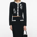 Black Textured Knit Midi Skirt Flowering Girl