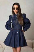 Lena Puff Sleeve Denim Mini Dress Flowering Girl