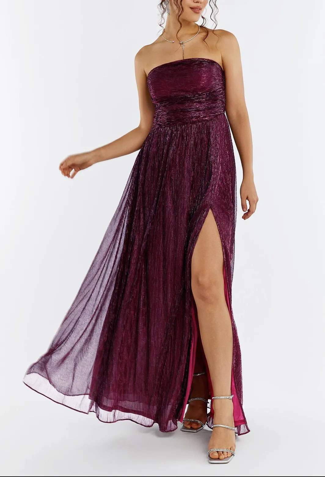Backless Glitter Tube Maxi Dress Flowering Girl