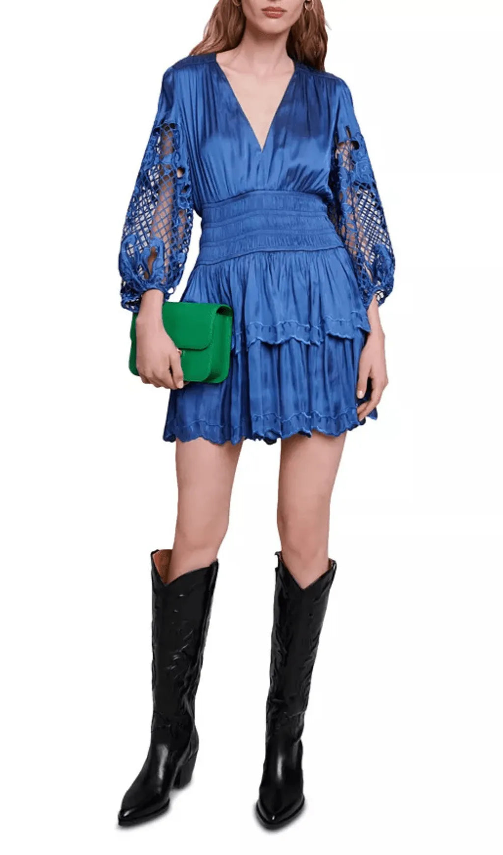 LACE SLEEVE DOUBLE LAYER DRESS Flowering Girl