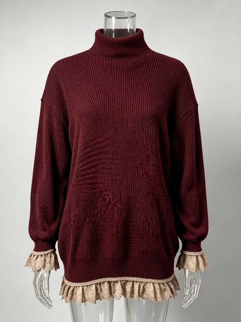 Mitra Knitted Long-Sleeved Lace Sweater