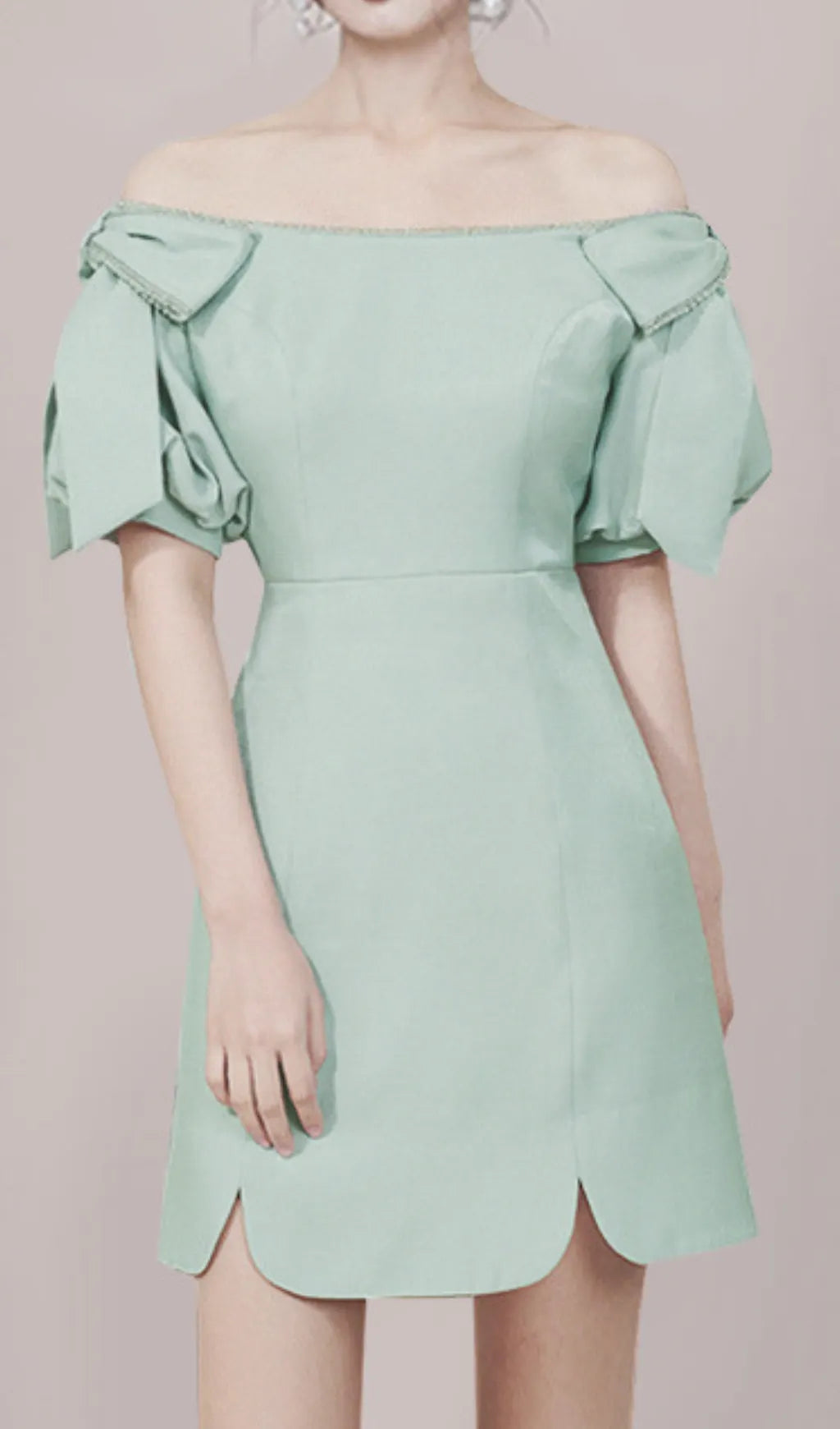 Donae Green Off-Shoulder Mini Dress Flowering Girl
