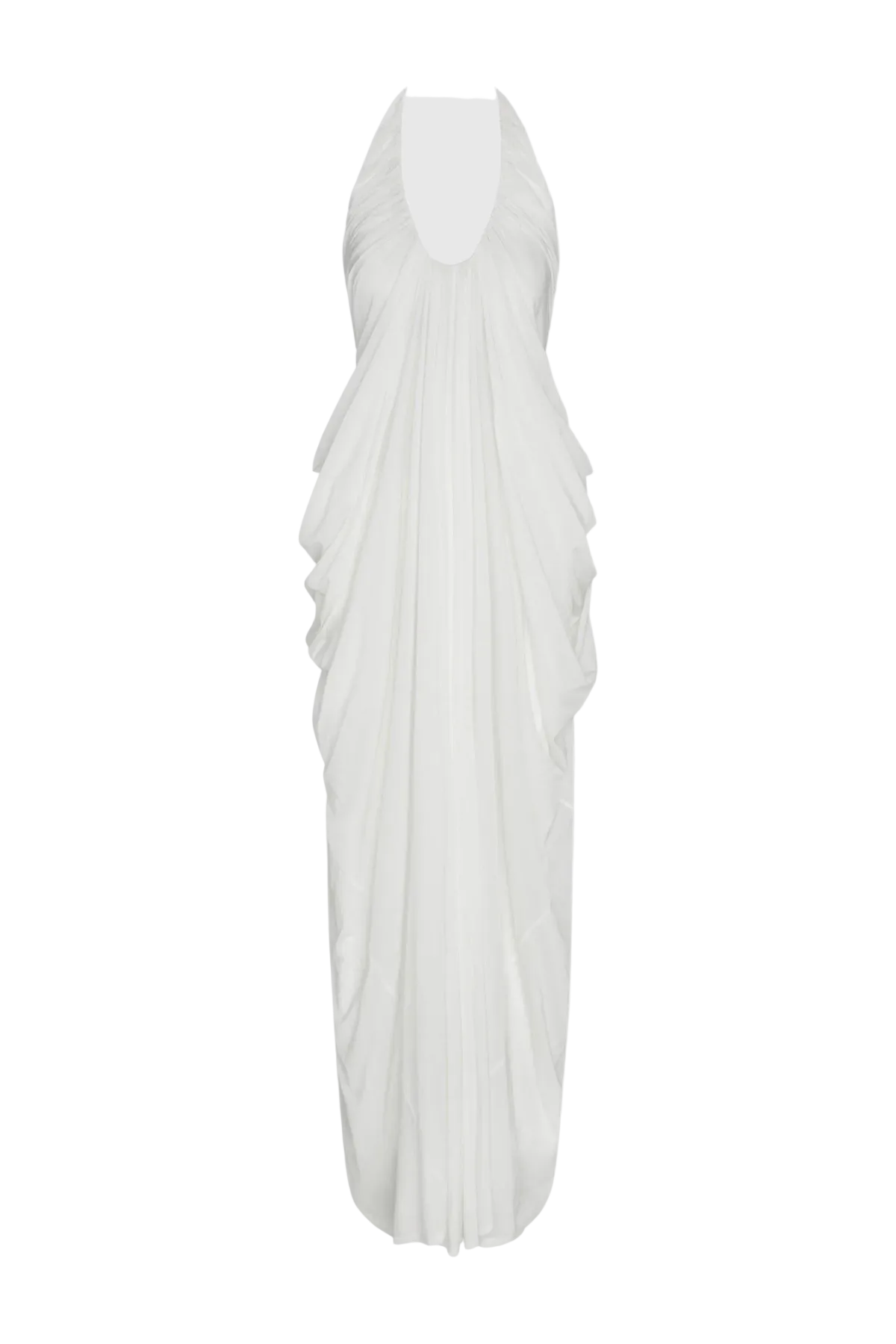 Cyrusa Halter Draped Maxi Dress - White Flowering Girl