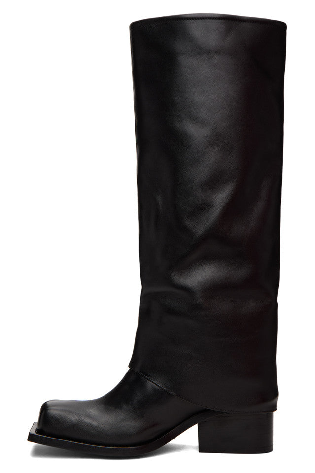 Danika Chunky Heel Metallic Trouser Boots - Black Flowering Girl
