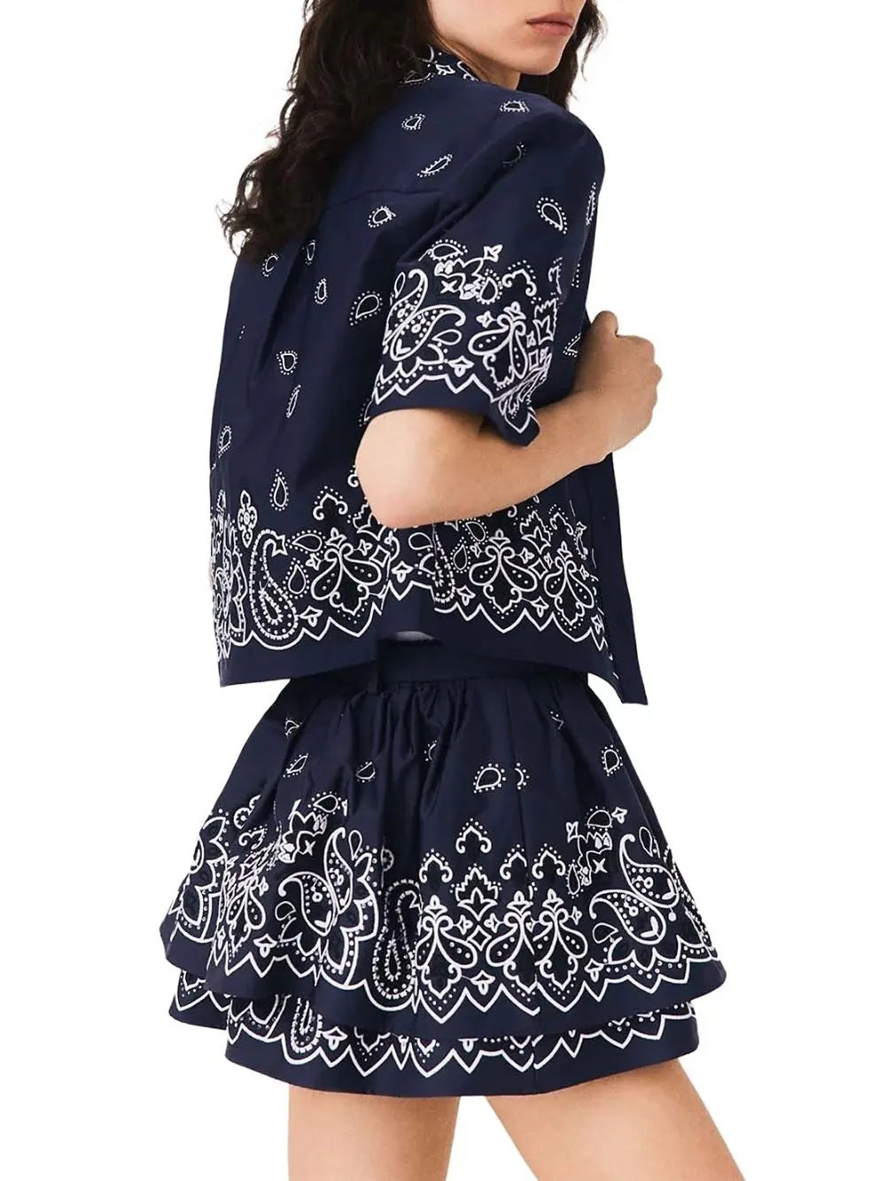 Embroidered Ruffle Mini Skirt Flowering Girl
