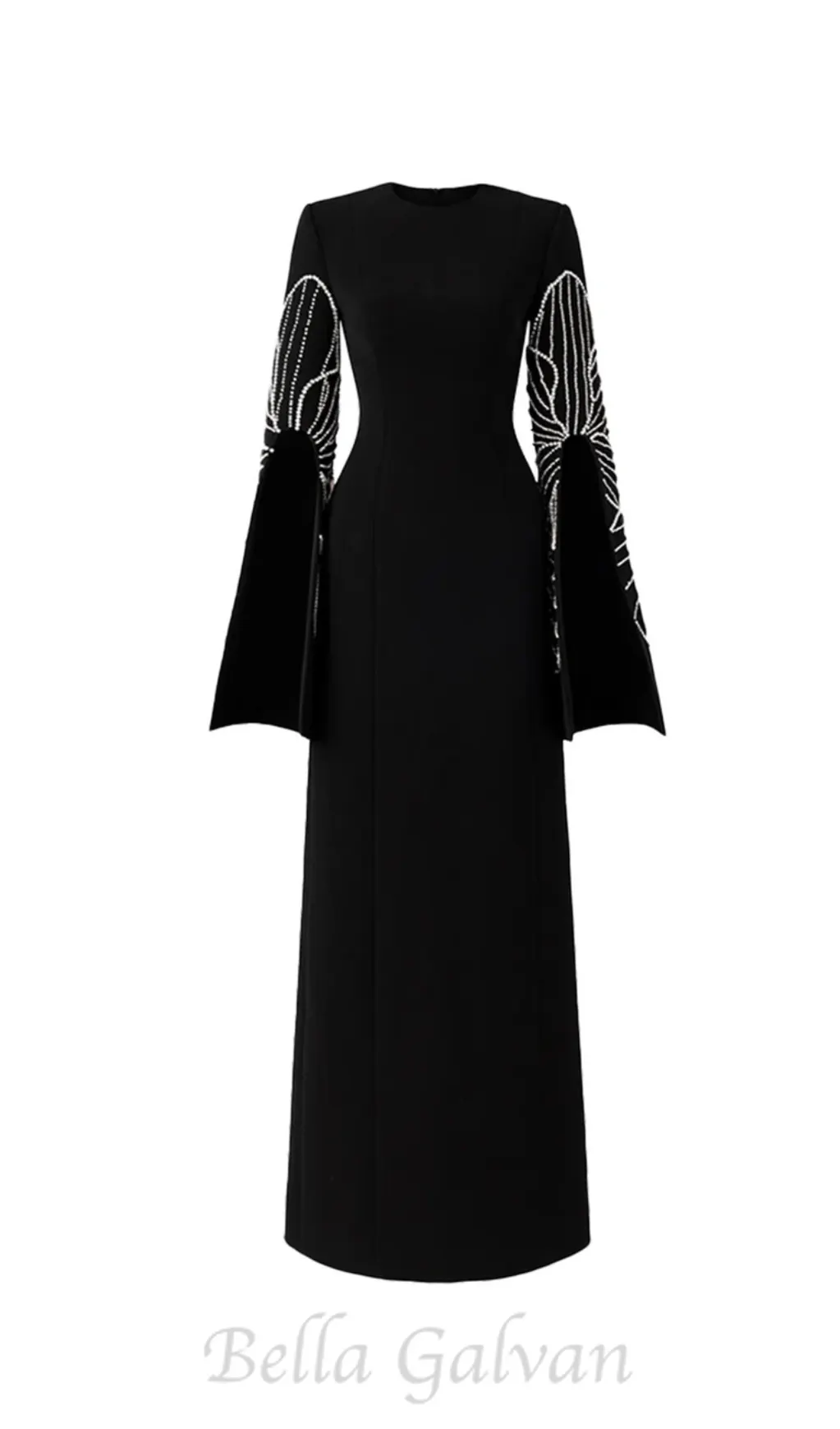 stephanie slit-sleeve bodycon maxi dress in black Flowering Girl