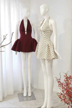 Tiffany Plunge Dot Mini Dress Flowering Girl