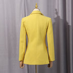 Anila Studded Wool Fitted Single-Breasted Blazer In Yellow Flowering Girl