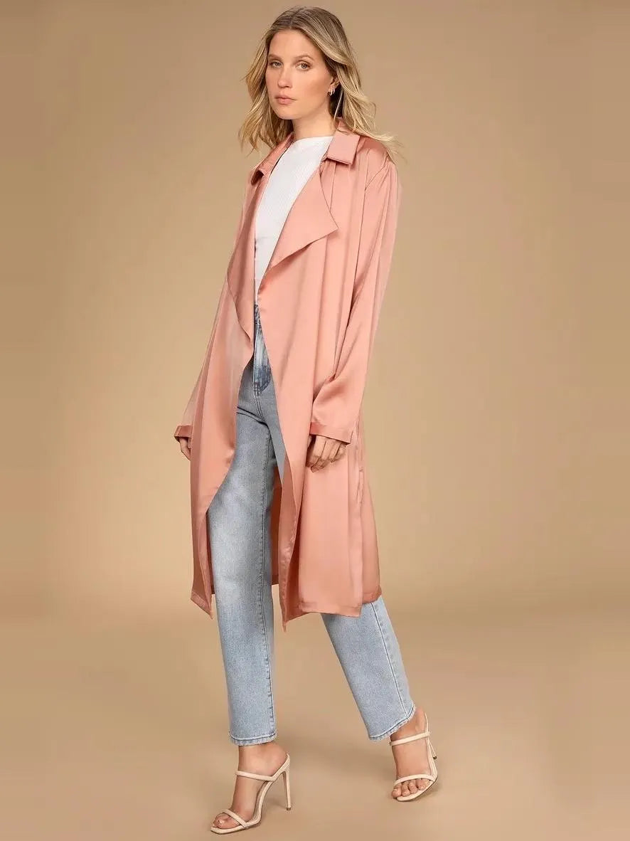 Blissful Blush Pink Trench Coat Flowering Girl