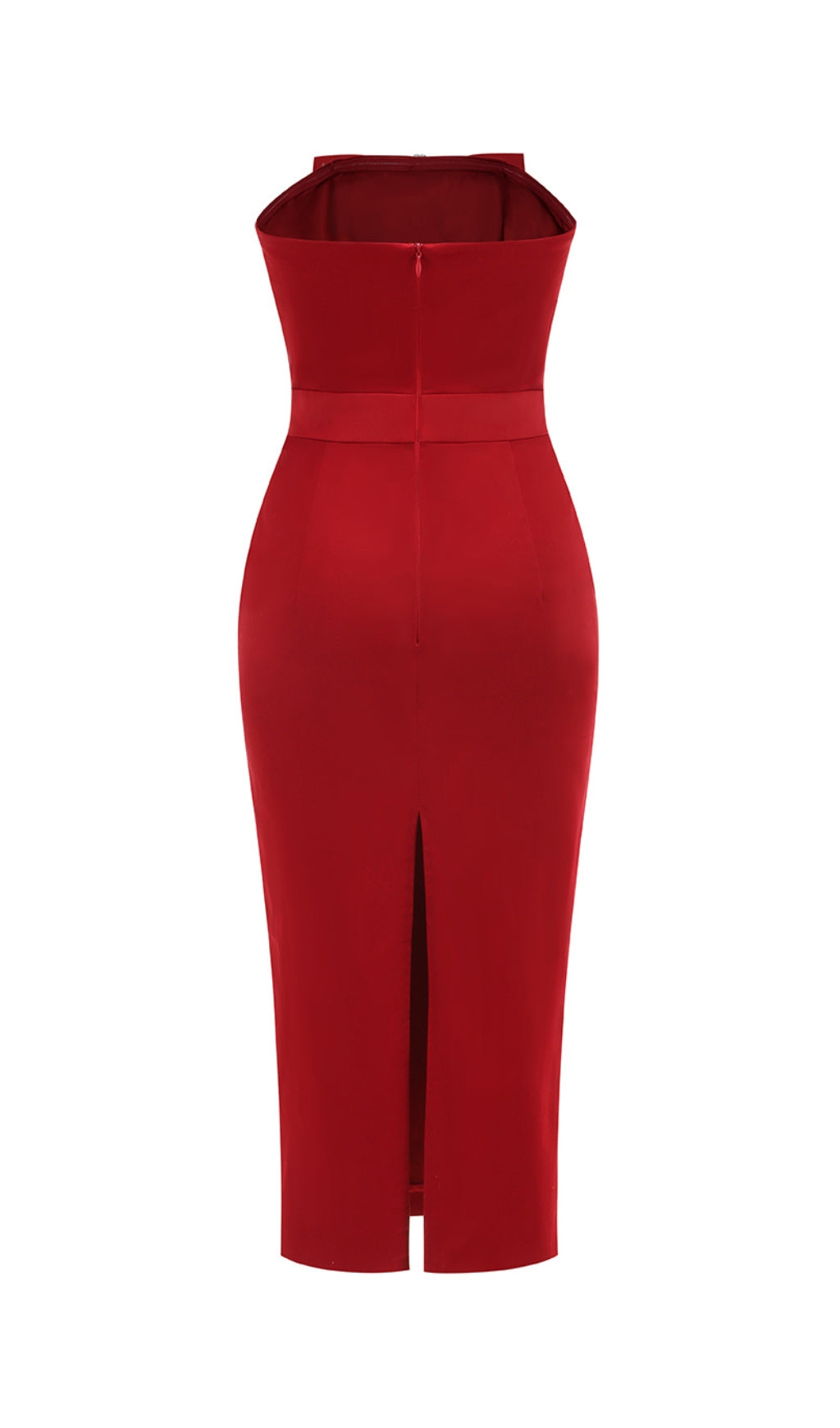Drea Red Strapless Midi Dress Flowering Girl