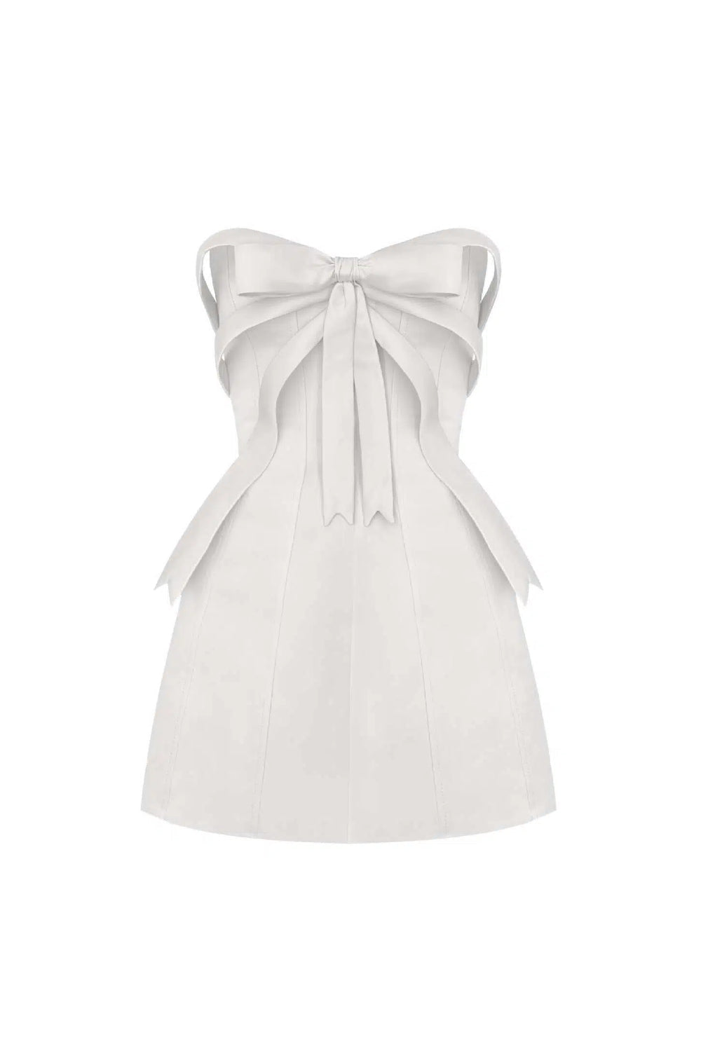 White Bow Embellished Strapless Mini Dress Flowering Girl