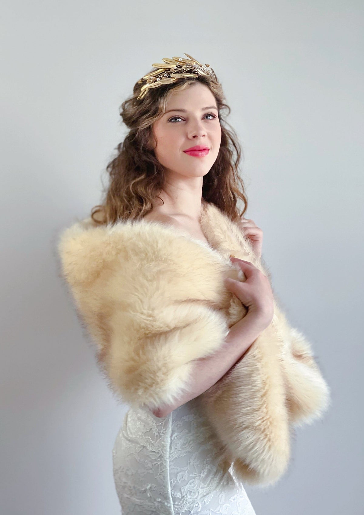 Isabel Fur Shawl Flowering Girl