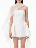 Yaven Strapless Cloak Mini Dress Flowering Girl