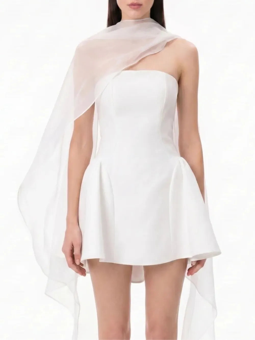 Yaven Strapless Cloak Mini Dress Flowering Girl