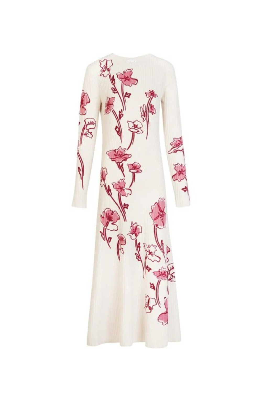 Odette Stretch Knit Maxi Dress In Ecru Multi Flowering Girl