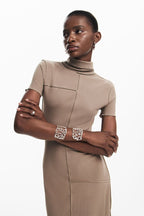 Midi Dress With High Neck Flowering Girl