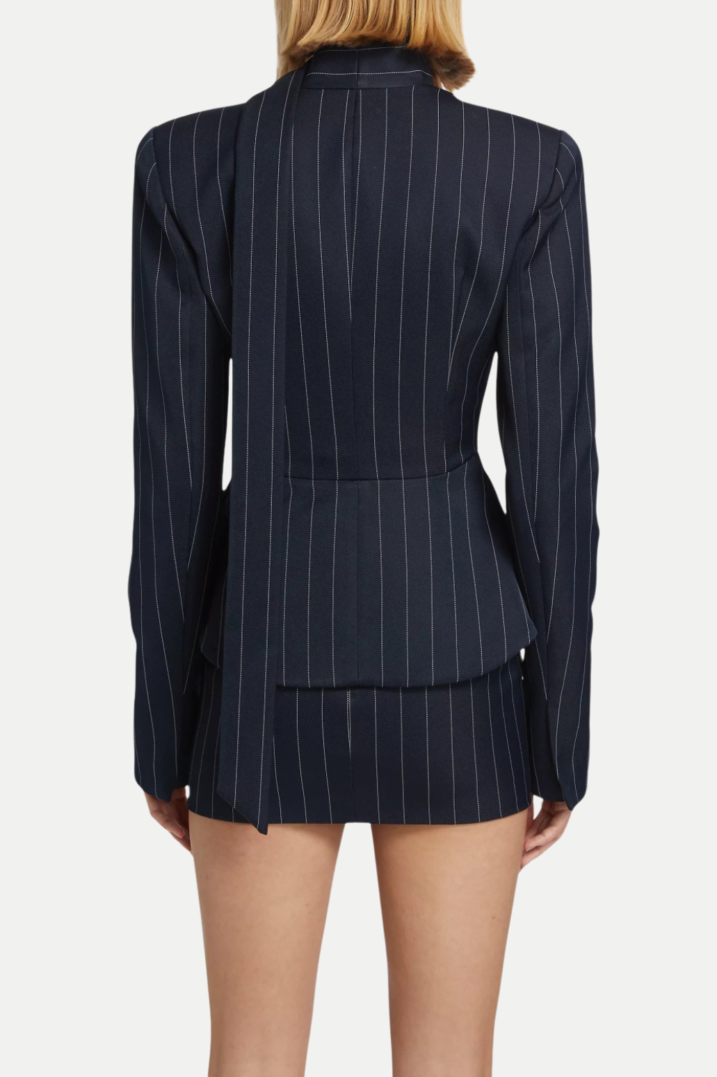 Hibyl Pinstripe Scarf Blazer in black Flowering Girl