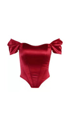 Red Bardot Corset Top Flowering Girl