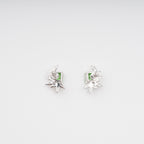Meris Green Rectangular Gemstone Sterling Silver Earrings Flowering Girl