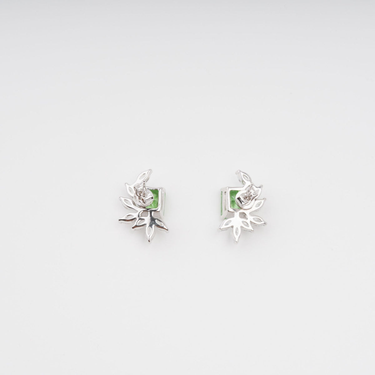 Meris Green Rectangular Gemstone Sterling Silver Earrings Flowering Girl