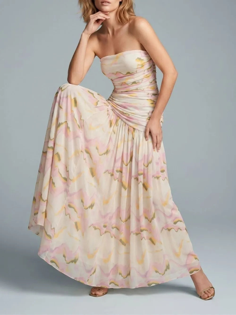 Maile Strapless Printed Maxi Dress Flowering Girl