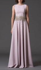 Pandora Beaded Rhinestone Sleeveless Maxi Dress - Pink Flowering Girl