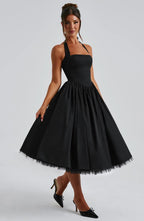 Cressida Midi Dress - Black Flowering Girl