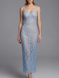 Makenzie Blue Lace Maxi Dress Flowering Girl
