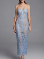Makenzie Blue Lace Maxi Dress Flowering Girl