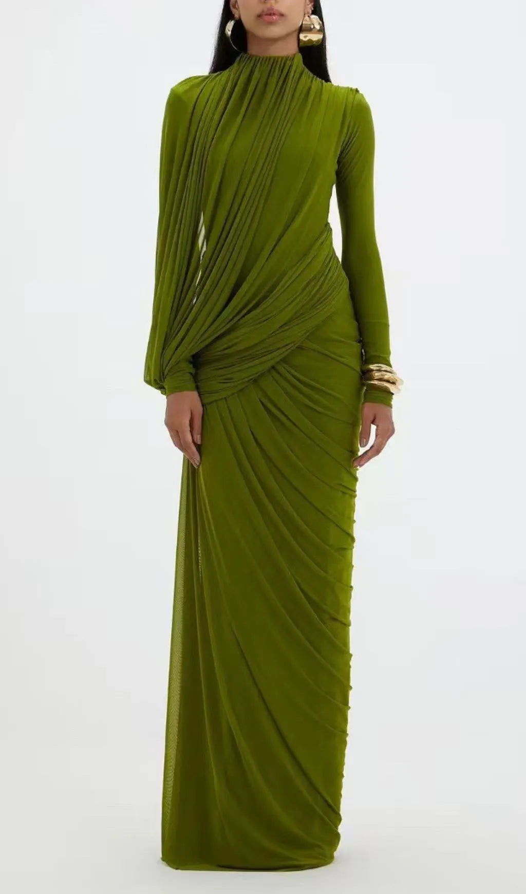 Johnda Ruched Long Sleeve Maxi Dress Flowering Girl