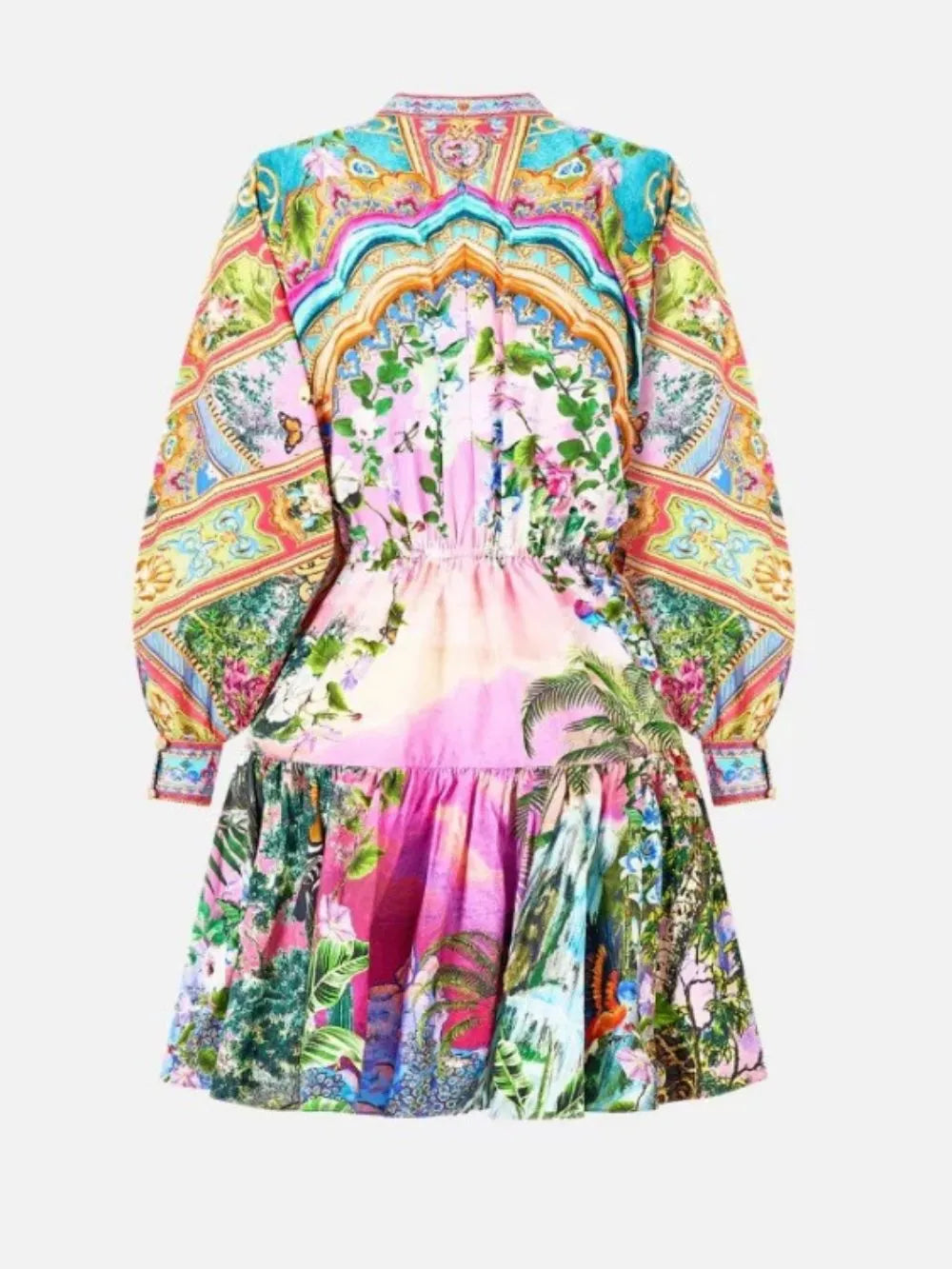 Meenakshi Printed Long Sleeve Mini Dress Flowering Girl